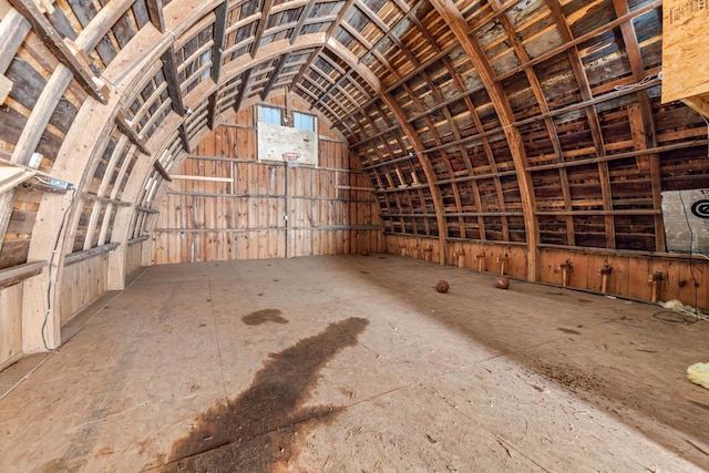 miscellaneous room featuring vaulted ceiling