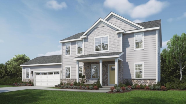 N118W1479 Mistletoe Rd, Germantown, WI 53022 - craftsman inspired home with stone siding, concrete driveway, and a front yard