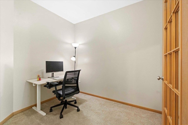 view of carpeted office space