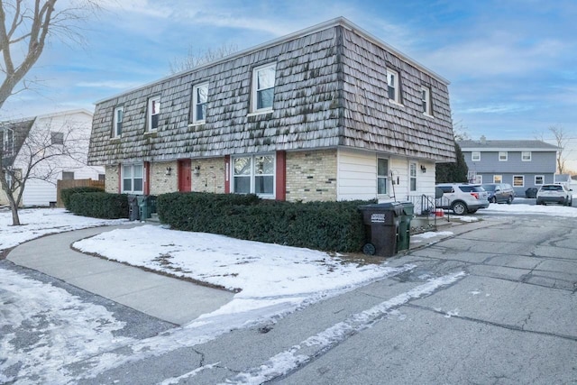 view of snow covered property