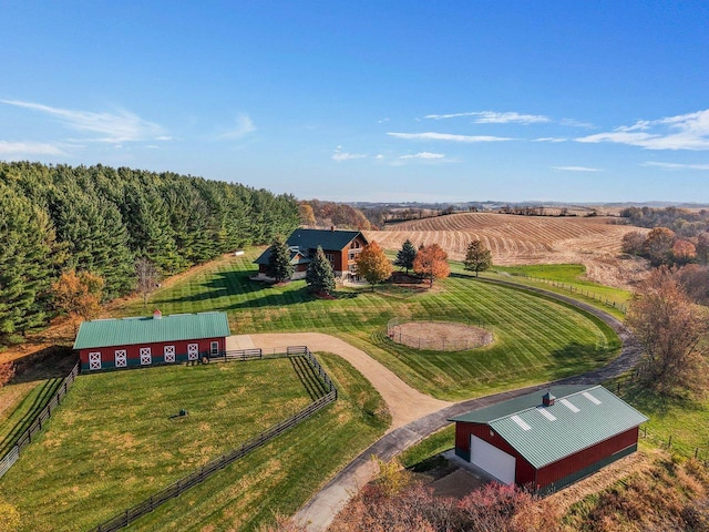 aerial view with a rural view