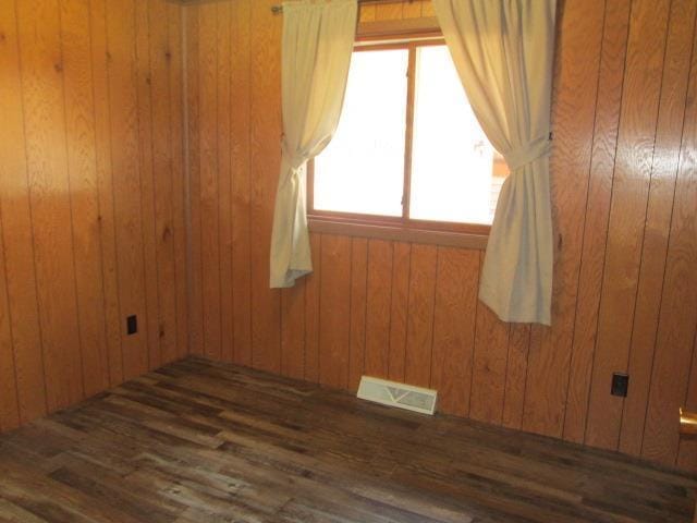 empty room featuring a wealth of natural light and wooden walls