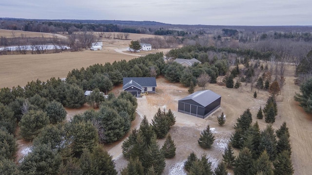 drone / aerial view with a rural view and a water view