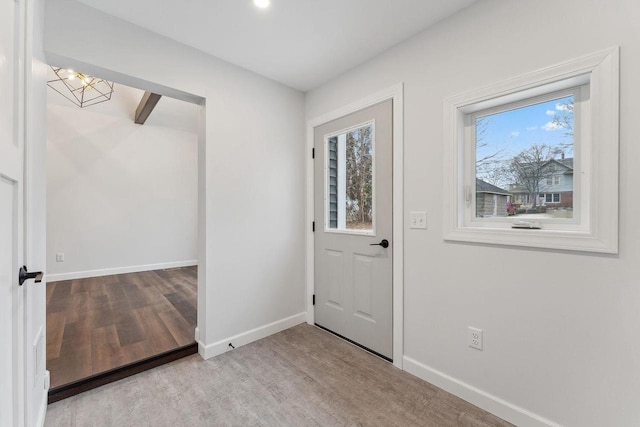 doorway featuring light wood-type flooring and plenty of natural light