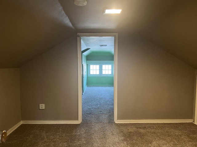 additional living space featuring carpet floors and lofted ceiling