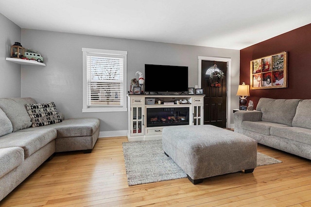 living room with light wood-type flooring