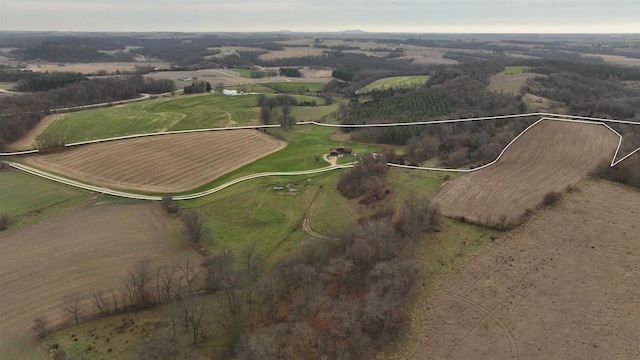 aerial view with a rural view