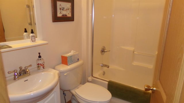 full bathroom with vanity, toilet, and bathtub / shower combination