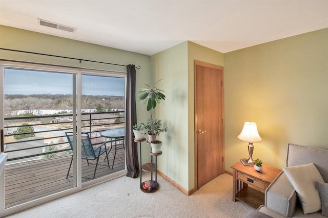 interior space featuring plenty of natural light and carpet