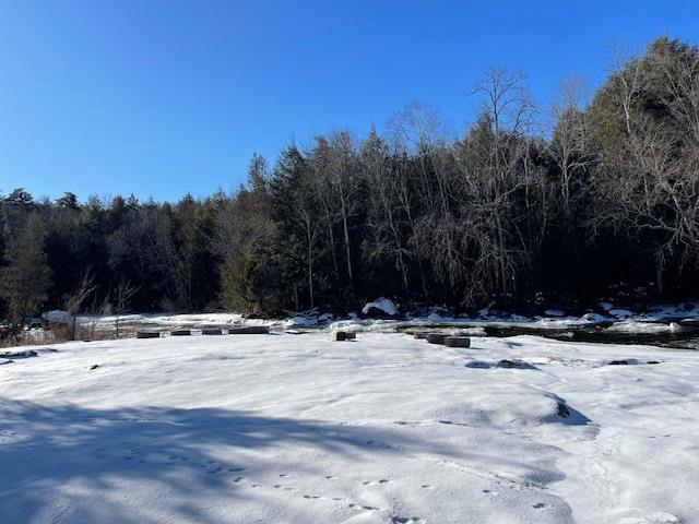 view of yard layered in snow