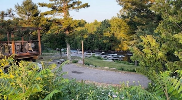 view of property's community featuring a wooden deck