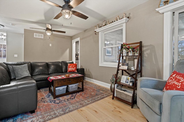 living room featuring light hardwood / wood-style floors