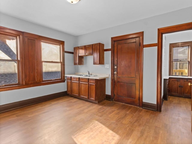 kitchen with sink and light wood-type flooring