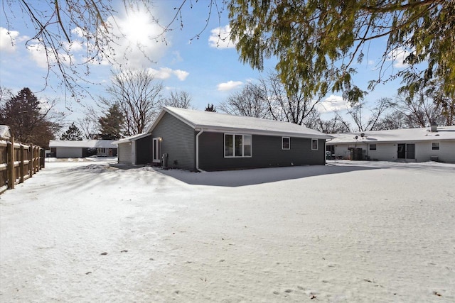 view of snow covered property