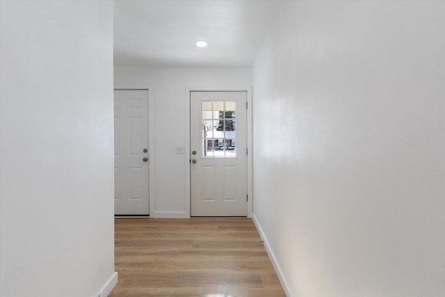 doorway featuring light wood-type flooring