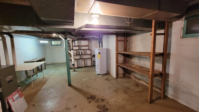 basement with water heater