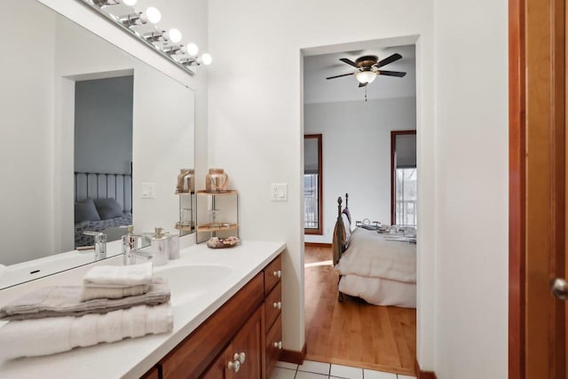 2743 Brooks Ridge Dr, Sun Prairie, WI 53590 - bathroom with vanity, tile patterned floors, and ceiling fan
