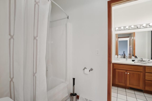 2743 Brooks Ridge Dr, Sun Prairie, WI 53590 - bathroom featuring tile patterned floors,  shower combination, and vanity