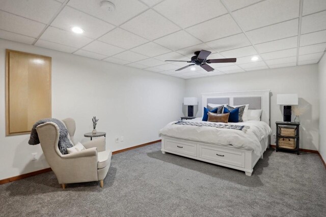 2743 Brooks Ridge Dr, Sun Prairie, WI 53590 - carpeted bedroom with a paneled ceiling and ceiling fan