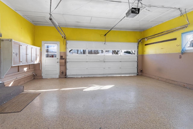 garage with a garage door opener