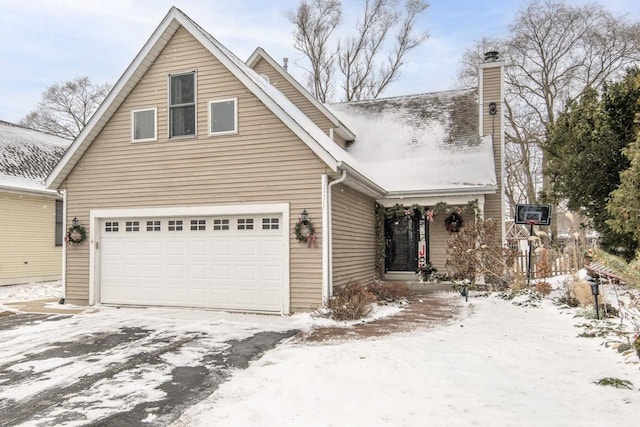 view of front of property featuring a garage