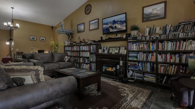 N3684 Claire Rd, Taylor, WI 54659 - sitting room featuring lofted ceiling and a notable chandelier