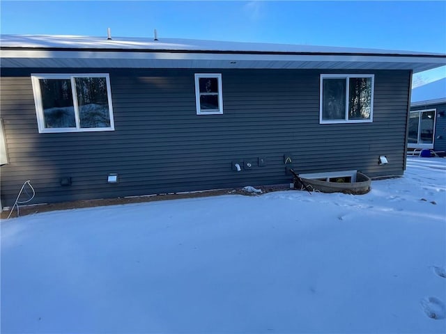 view of snow covered exterior