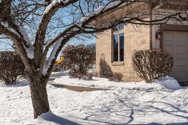 view of yard covered in snow