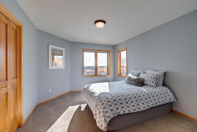 bedroom with carpet and baseboards