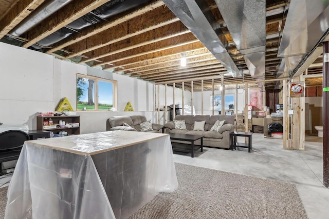 basement with a wealth of natural light