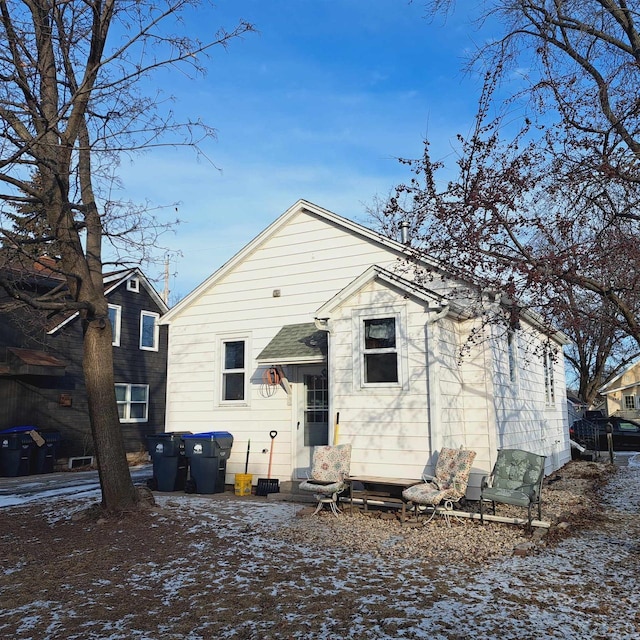 view of snow covered property