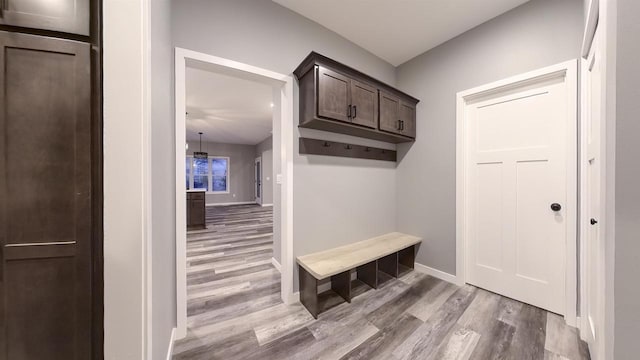 mudroom featuring light hardwood / wood-style flooring