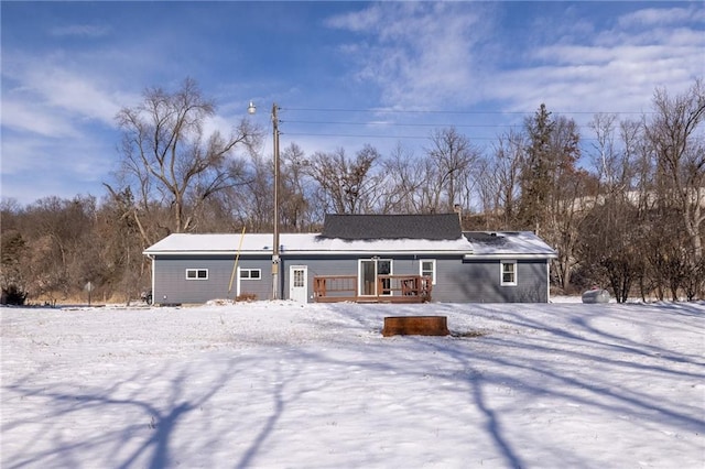 view of snow covered property