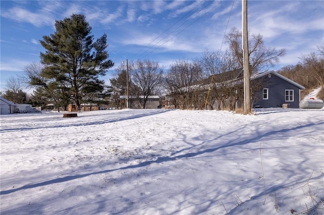 view of yard covered in snow