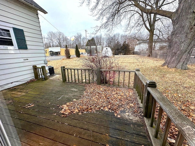 wooden deck featuring central AC