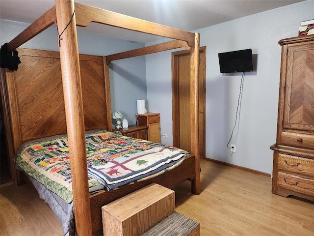 bedroom with light hardwood / wood-style flooring