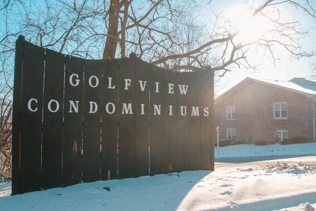 view of community sign