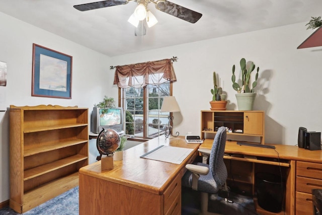 office space featuring ceiling fan