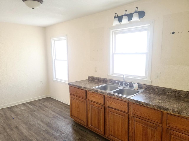 kitchen featuring dark wood-type flooring and sink