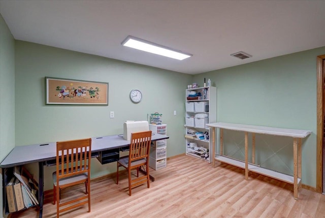 office area featuring light wood-type flooring