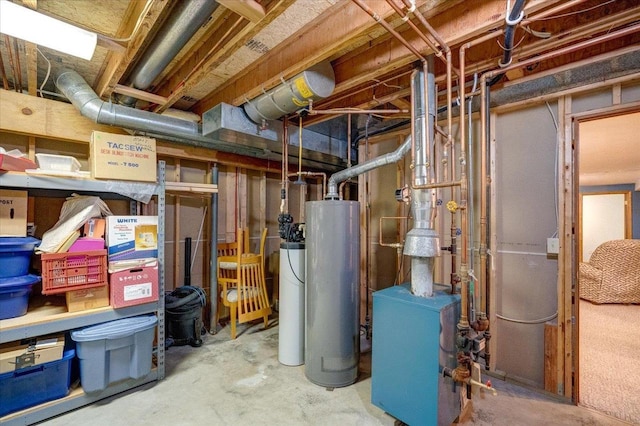 utility room featuring gas water heater