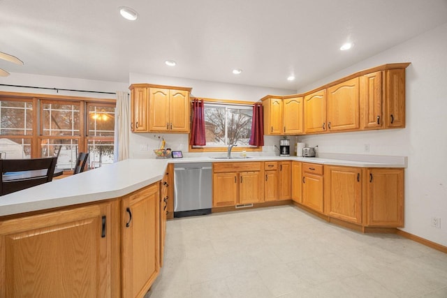 kitchen with sink and stainless steel dishwasher