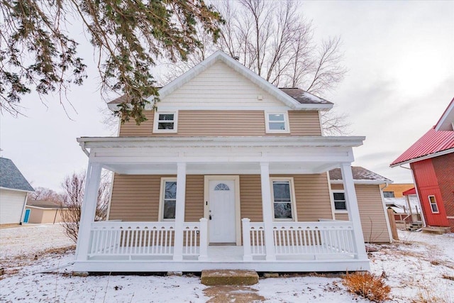 view of front facade featuring covered porch