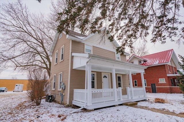 view of front facade featuring covered porch