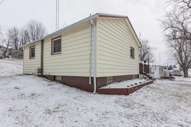 view of snow covered exterior