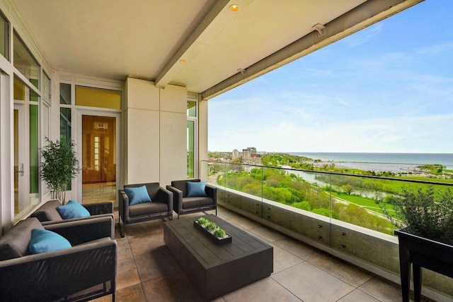 balcony with a water view