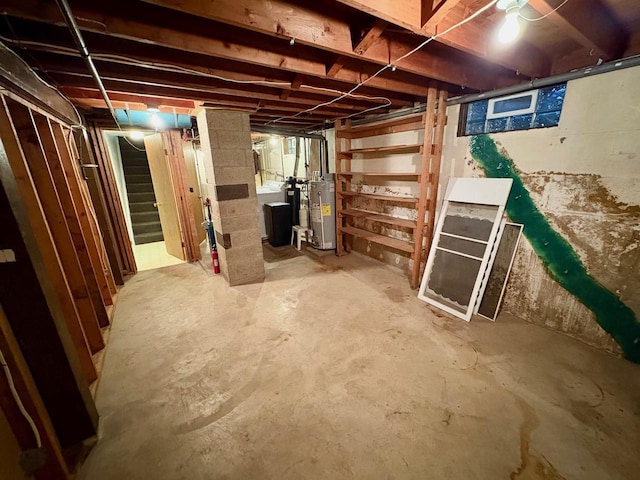 basement with gas water heater