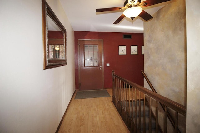 hall featuring light wood-type flooring