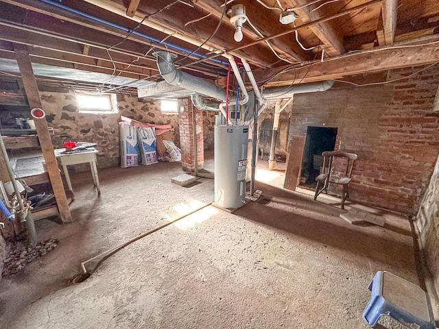 basement with electric water heater