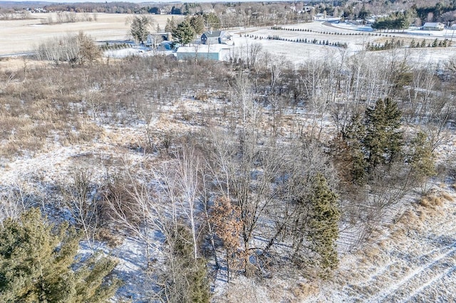 birds eye view of property with a rural view